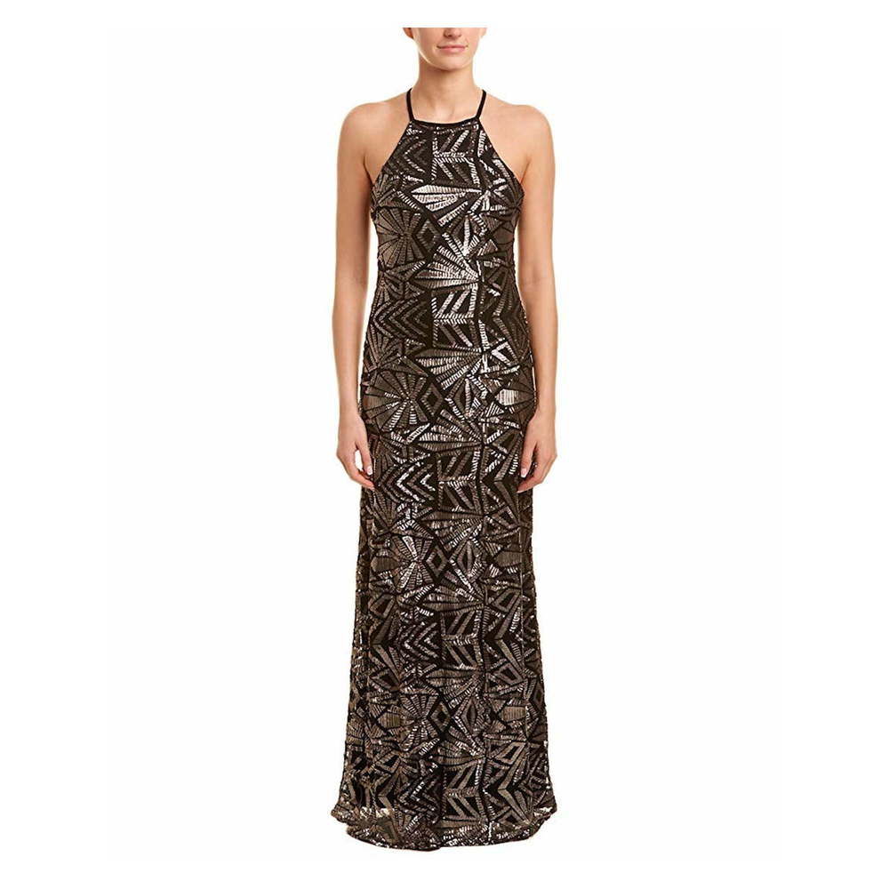 Nightway Womens Sequined Mesh Gown Size 10